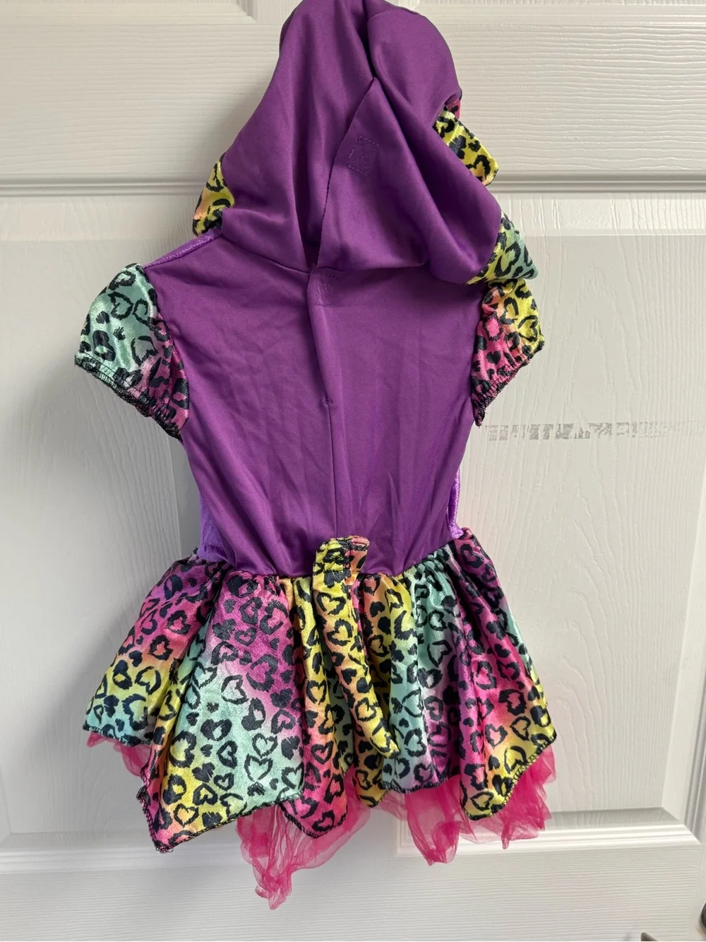 Girls' Rainbow Leopard Tulle Dress Costume with Hot Pink Tutu 2T Halloween